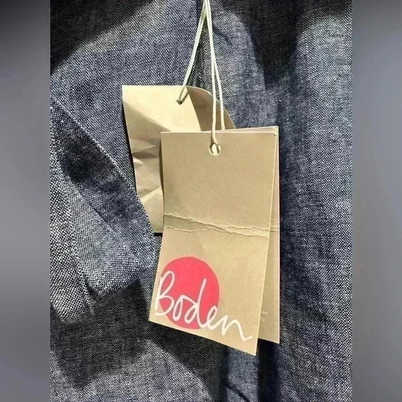 Boden High Waist Shorts in Chambray Blue - Picture 2 of 8